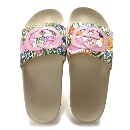 Gucci X KEN SCOTT Rubber Infinity Giardino d Apri Interlocking G Womens Pool Slide Sandals 37 Ivory Pink Wild Rose 2 of 8