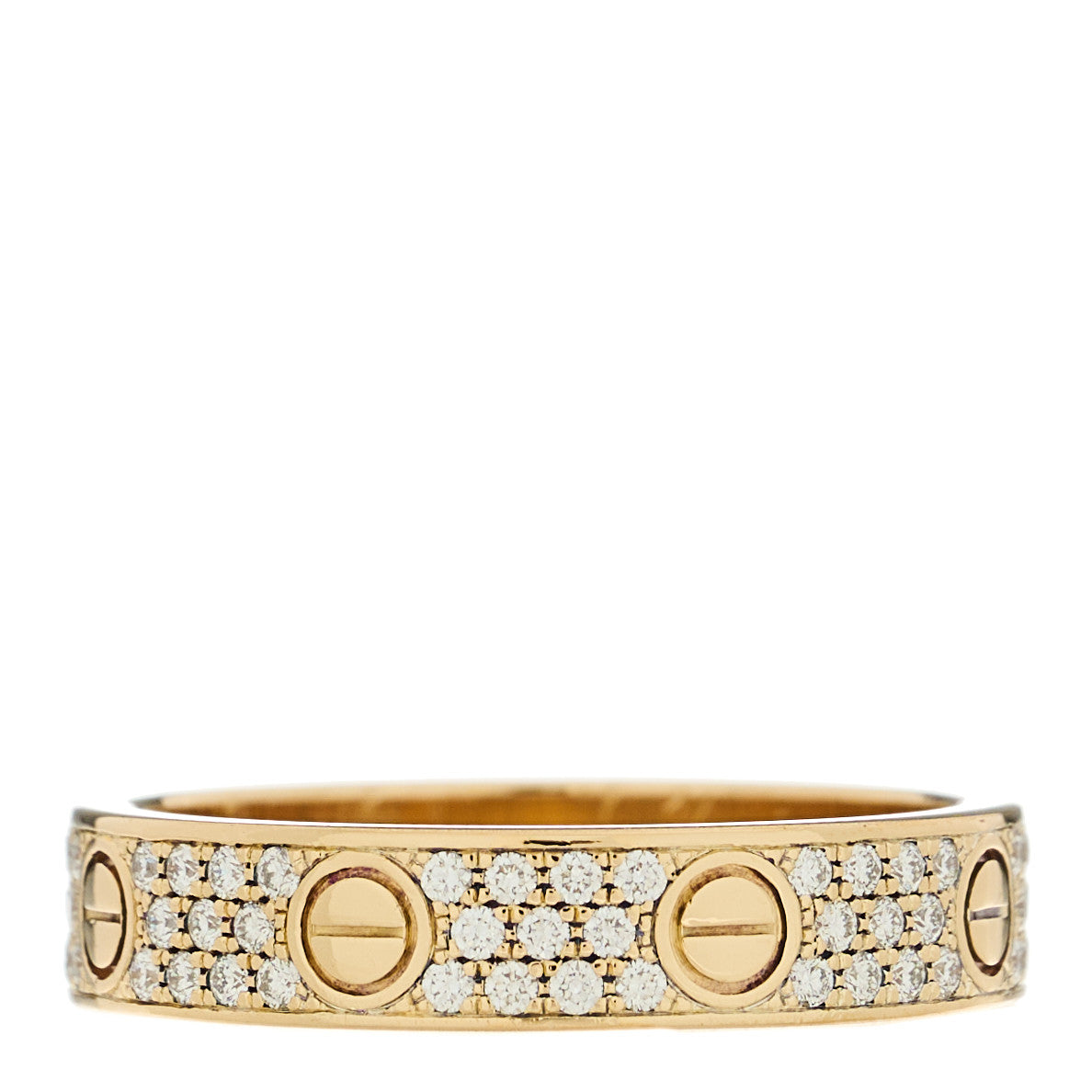 Cartier 18K Yellow Gold Diamond 4mm LOVE Wedding Paved Band Ring 51 5.75 1 of 4