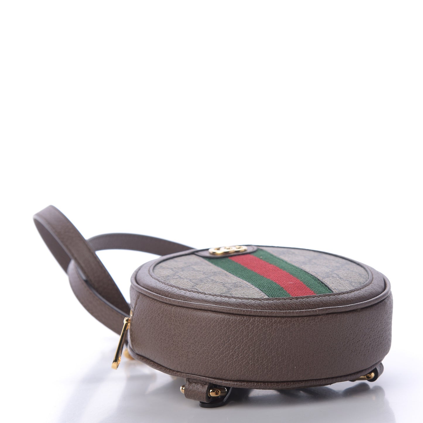 GG Supreme Monogram Web Mini Ophidia Round Backpack Brown