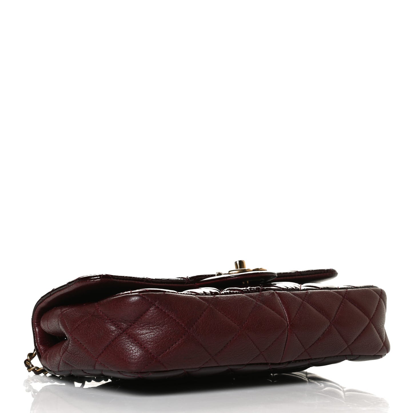 Patent Goatskin Quilted Medium CC Eyelet Flap Burgundy