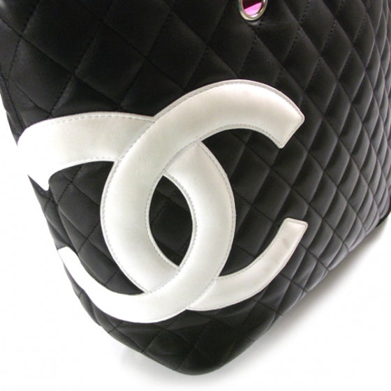 Chanel Calfskin Quilted Large Cambon Tote Black White 6 of 12