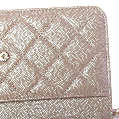 Chanel Iridescent Caviar Quilted Wallet On Chain WOC Beige 11 of 13