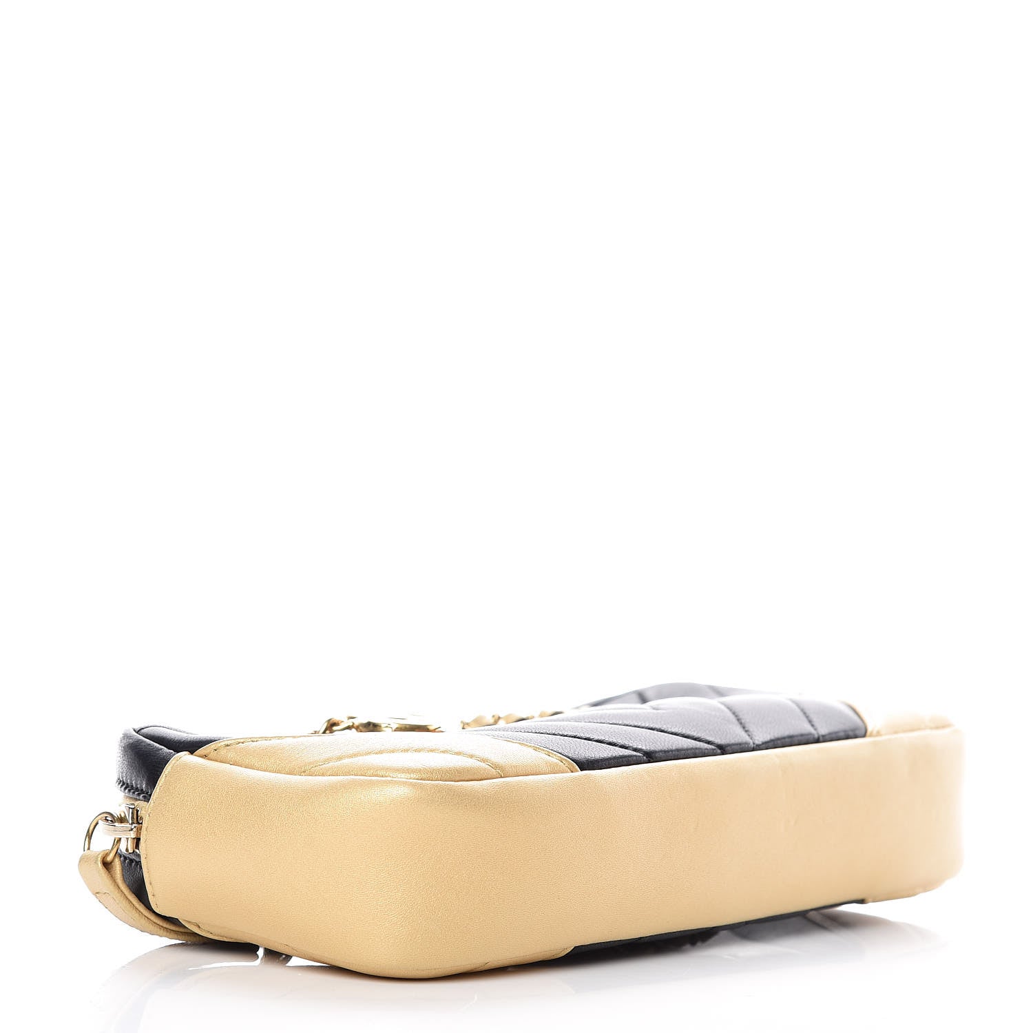 Chanel Lambskin Sheepskin Chevron Camera Case Black Gold 4 of 9