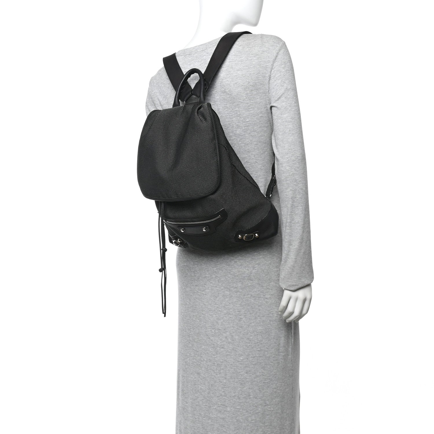 Balenciaga Canvas Calfskin Silver Hardware S Traveler Backpack Black 2 of 10
