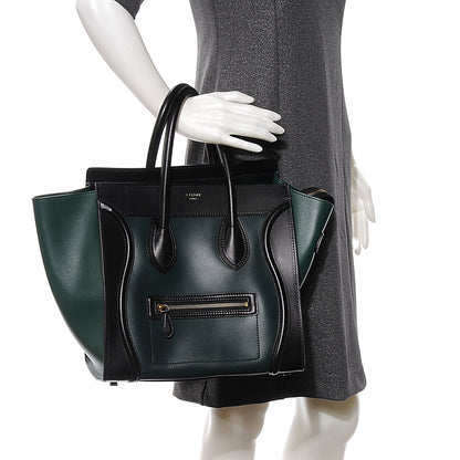 Celine Smooth Calfskin Mini Luggage Bag Bottle Green Black 2 of 9
