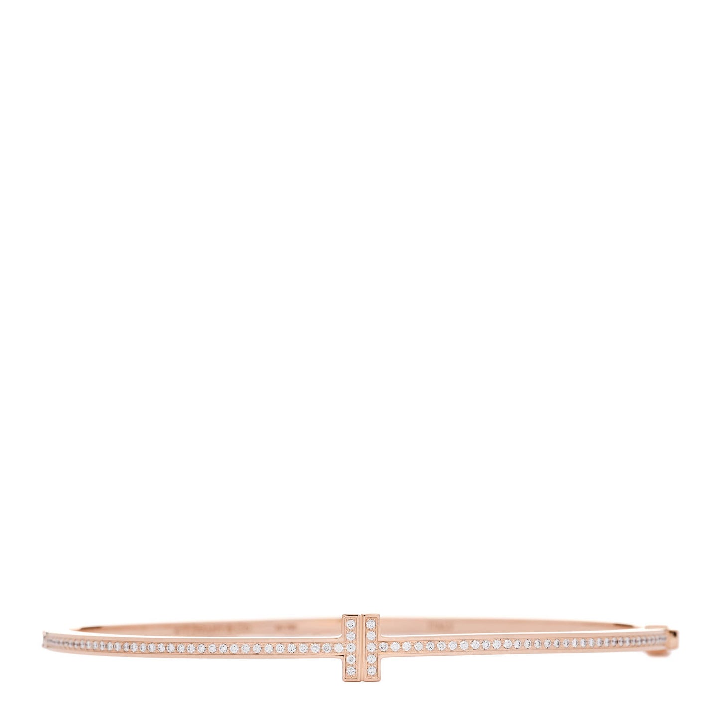 18K Rose Gold Diamond T Hinged Wire Bangle Bracelet