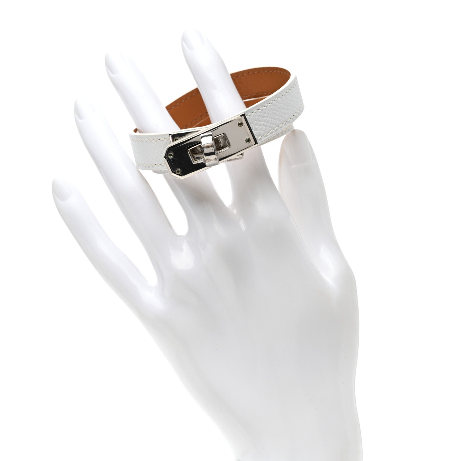 Hermes Epsom Kelly Double Tour Bracelet M White 2 of 5