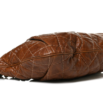 Chanel Crumpled Grained Calfskin Coco Pleats Hobo Brown 9 of 17