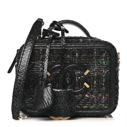 Chanel Tweed Snakeskin Quilted Small CC Filigree Vanity Case Navy Multicolor 1 of 9