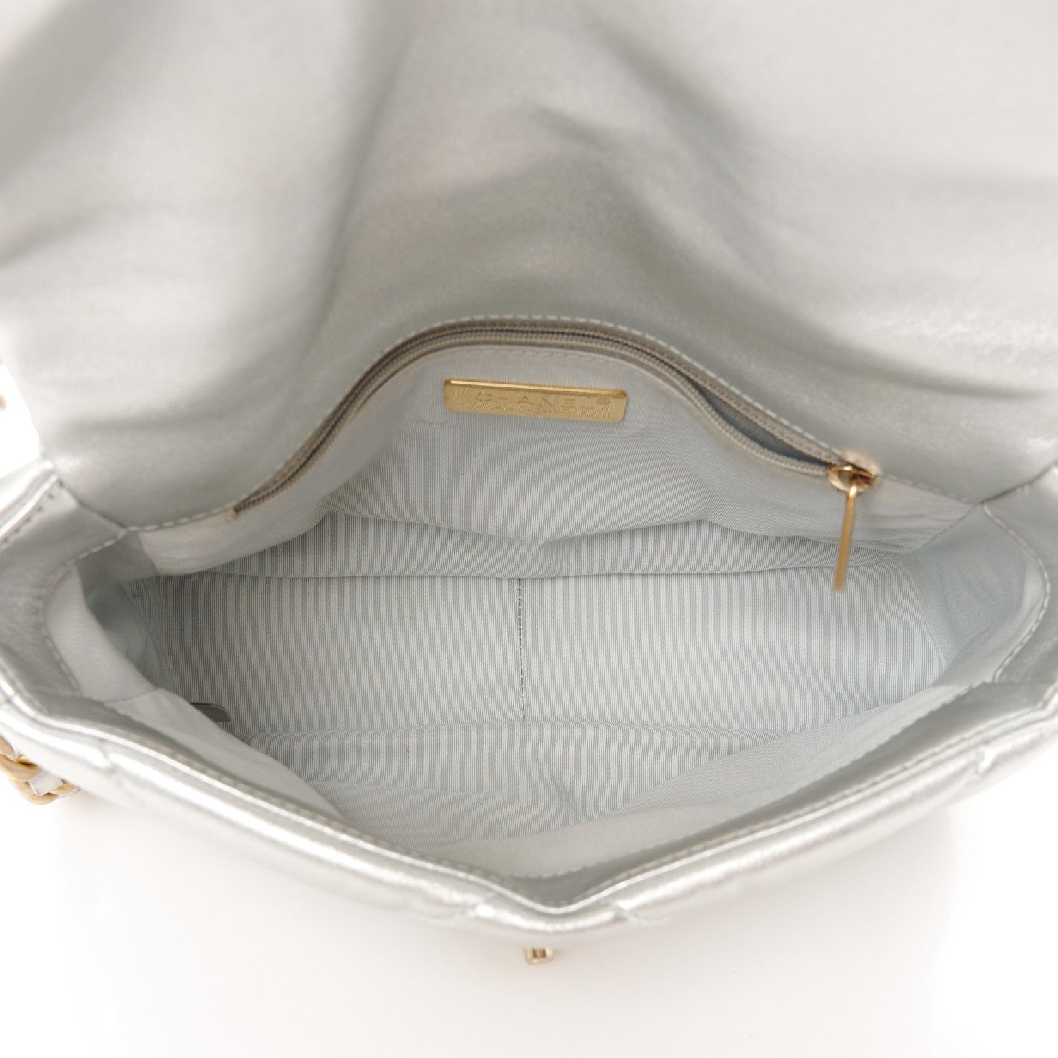 Chanel Metallic Lambskin Quilted Medium Chanel 19 Flap Silver 5 of 11