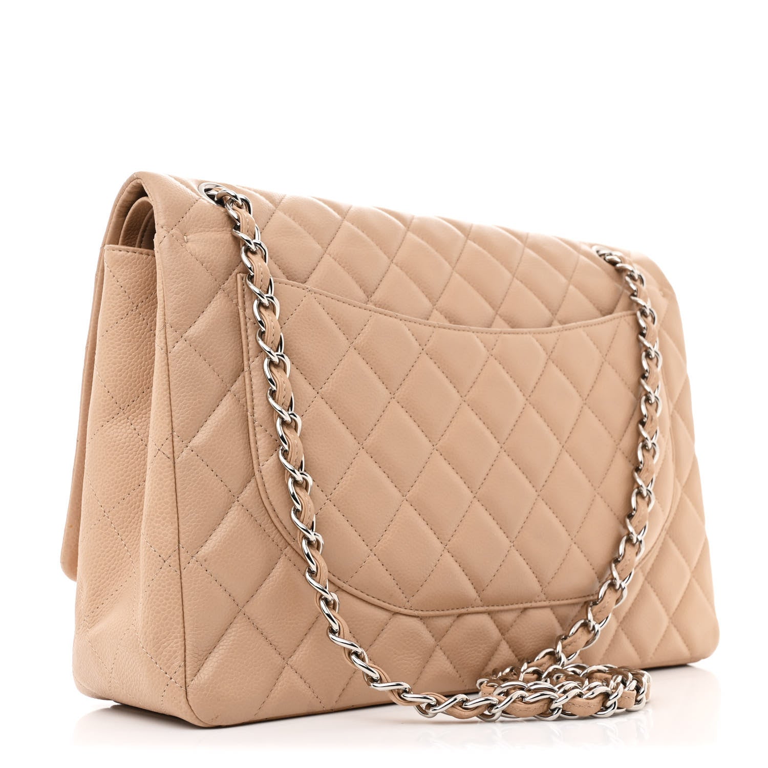 Chanel Caviar Quilted Maxi Double Flap Beige 3 of 10