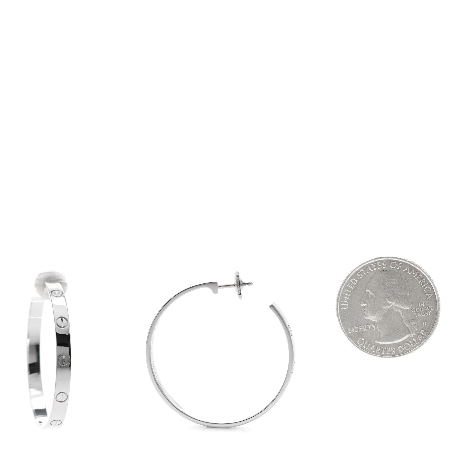 Cartier 18K White Gold Large LOVE Hoop Earrings 2 of 5