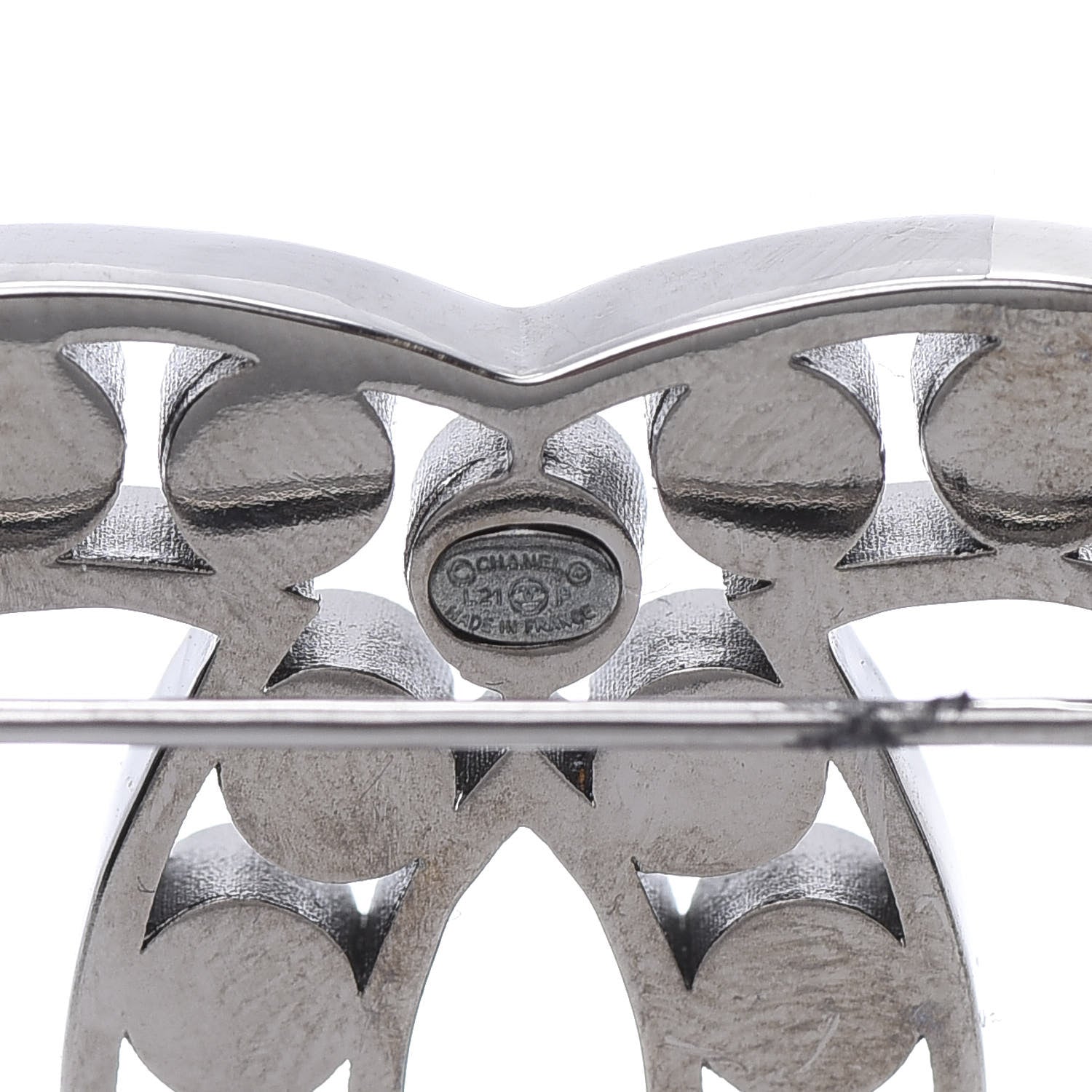 Chanel Crystal CC Brooch Silver 4 of 5
