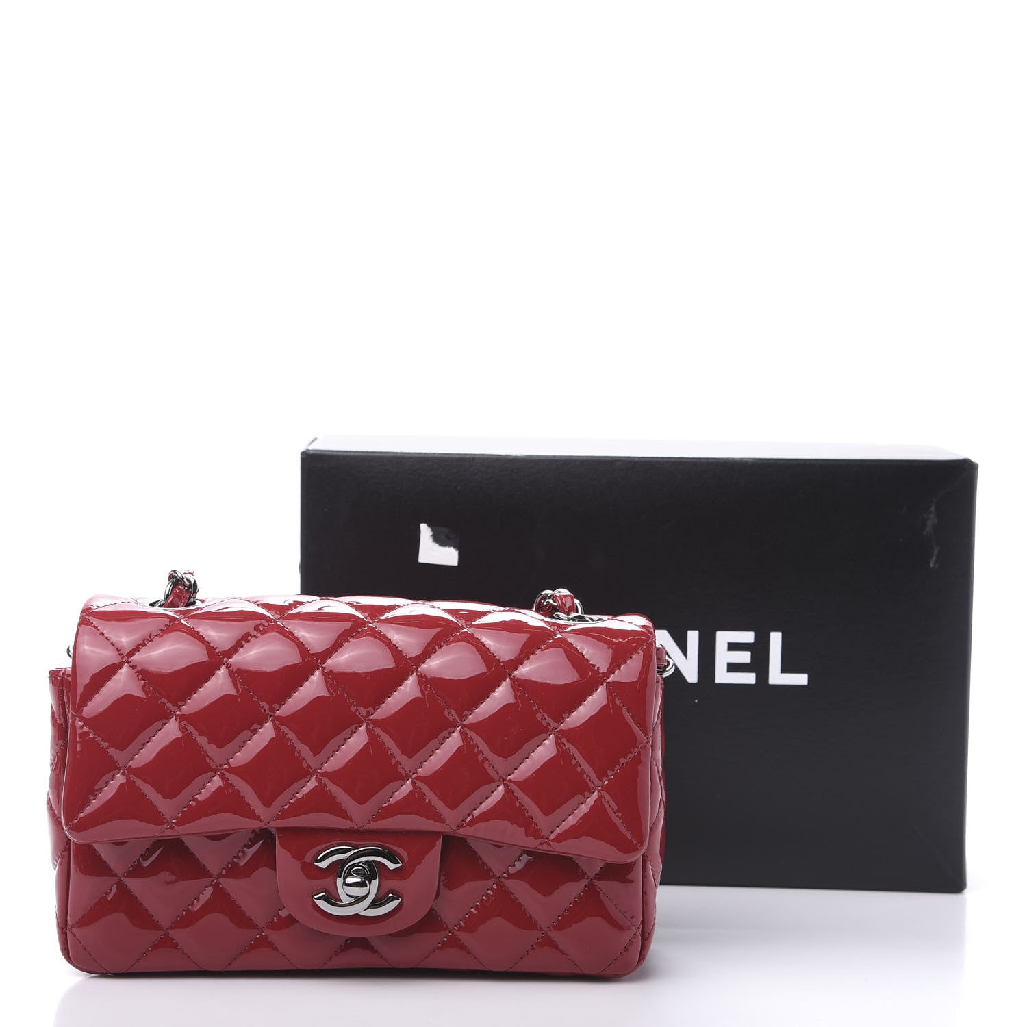 Chanel Patent Calfskin Quilted Mini Rectangular Flap Red 11 of 12