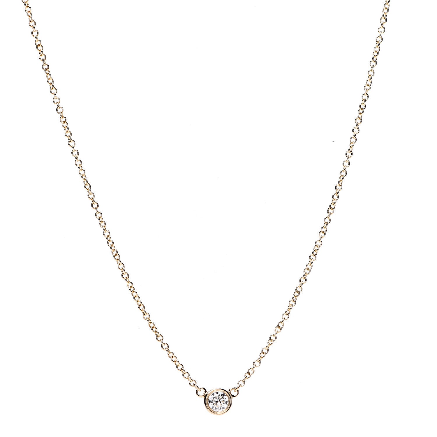 Tiffany 18K Yellow Gold Diamond .12ct Elsa Peretti Diamonds by the Yard Pendant Necklace 1 of 6