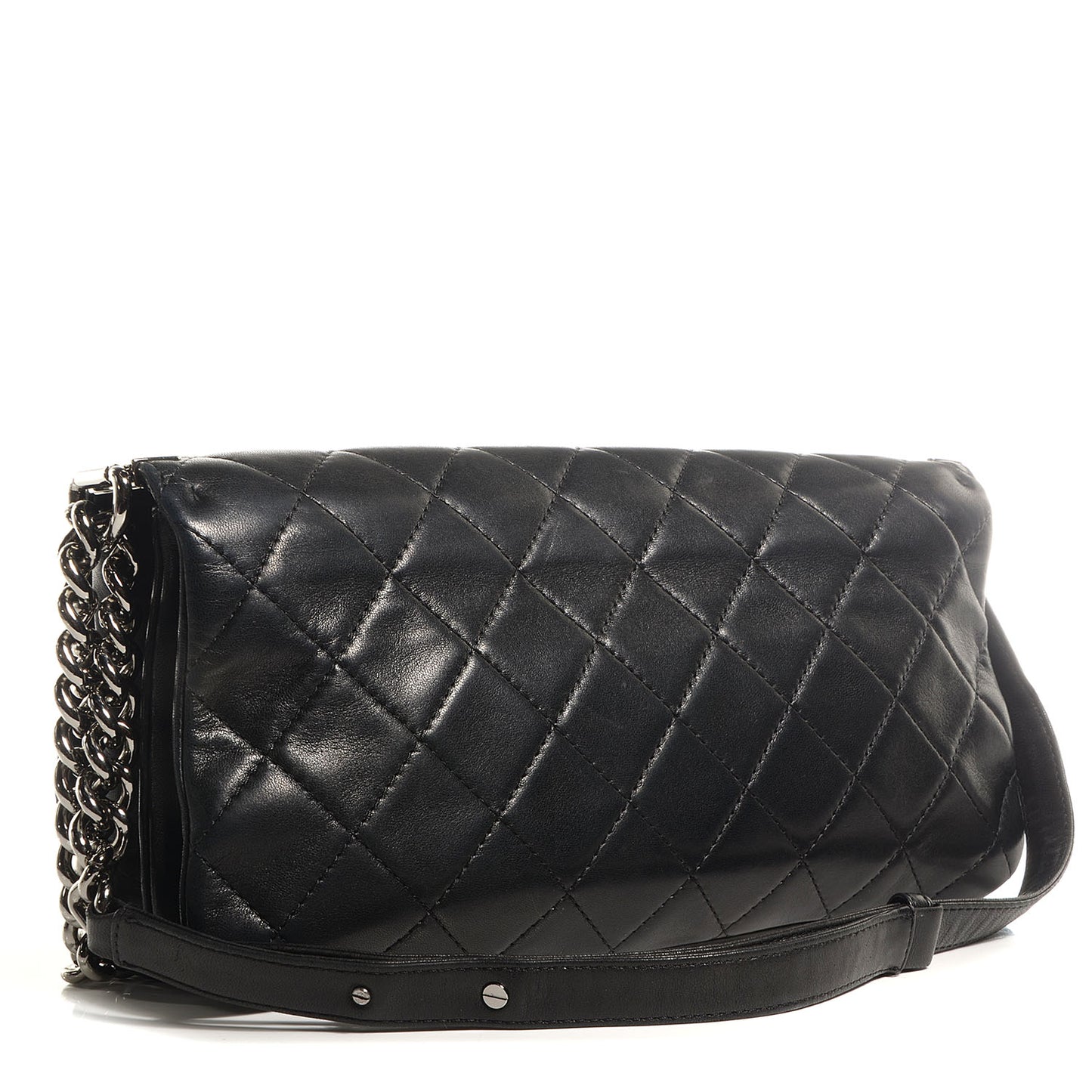 Lambskin Quilted Soft Boy Flap Black