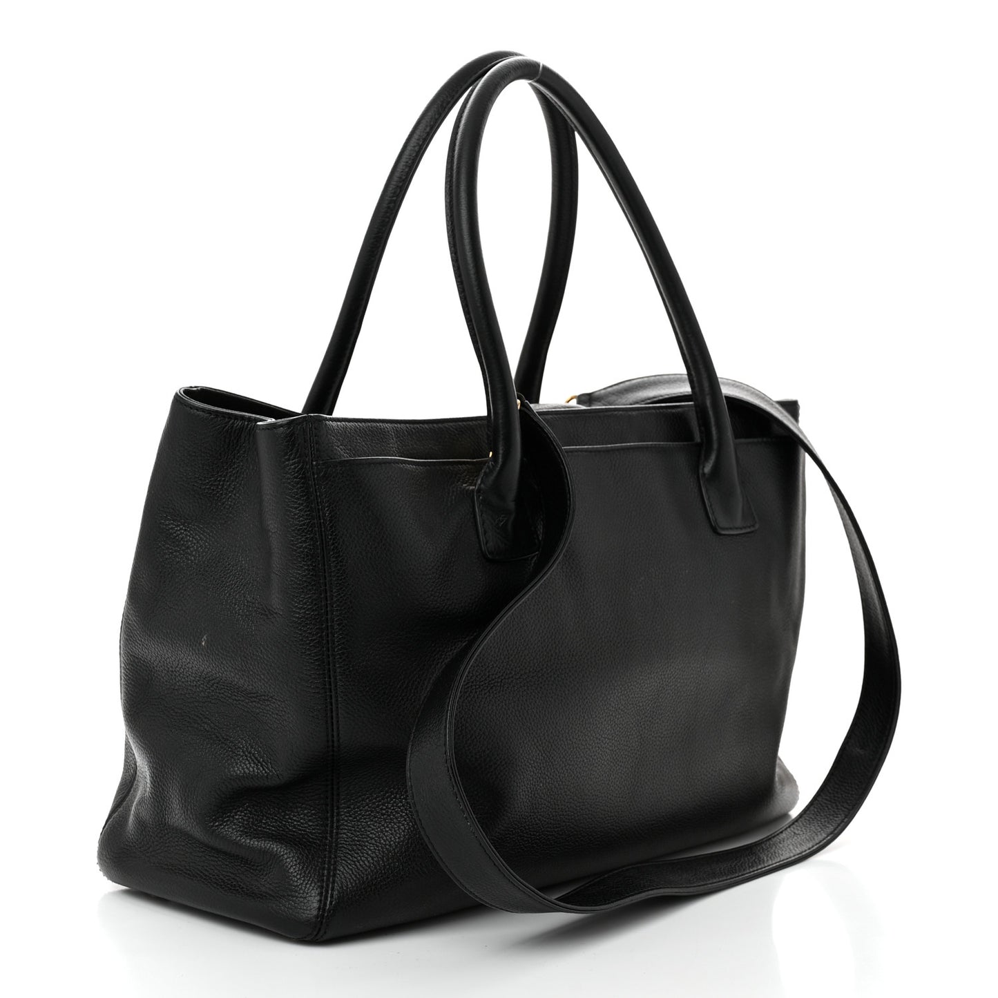 Calfskin Cerf Executive Shopper Tote Black
