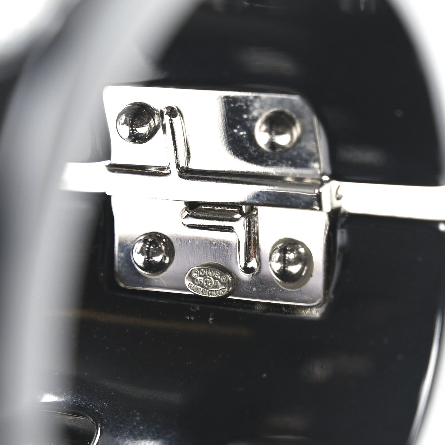 Chanel Resin Crystal CC Cuff Black 4 of 5