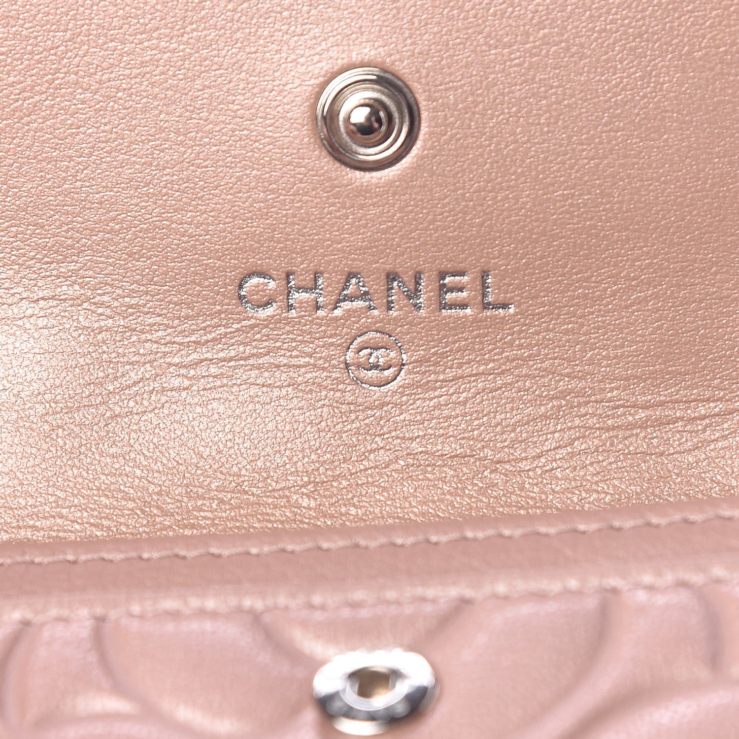 Chanel Goatskin Camellia Embossed Card Holder Wallet Light Pink 6 of 9