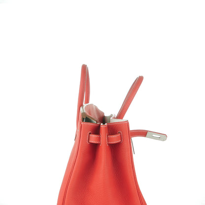 Hermes Taurillon Clemence Eclat Birkin 40 Sanguine Blanc 15 of 24