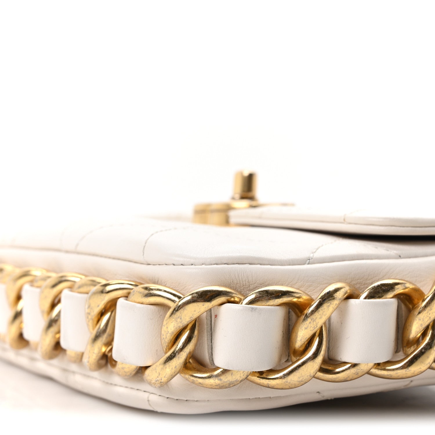 Chanel Calfskin Quilted Small Framing Chain Flap Bag White 10 of 10