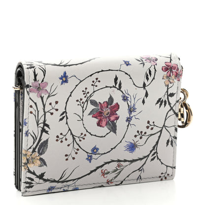 Christian Dior Calfskin Floral Wallet White Multicolor 3 of 9
