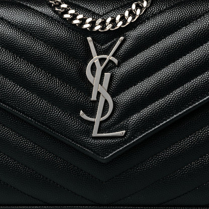 Saint Laurent Grain De Poudre Matelasse Chevron Monogram Chain Wallet Black 8 of 10