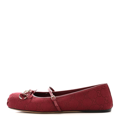 Gucci GG Monogram Horsebit Ballet Flats 40 Rosso Ancora 1 of 9