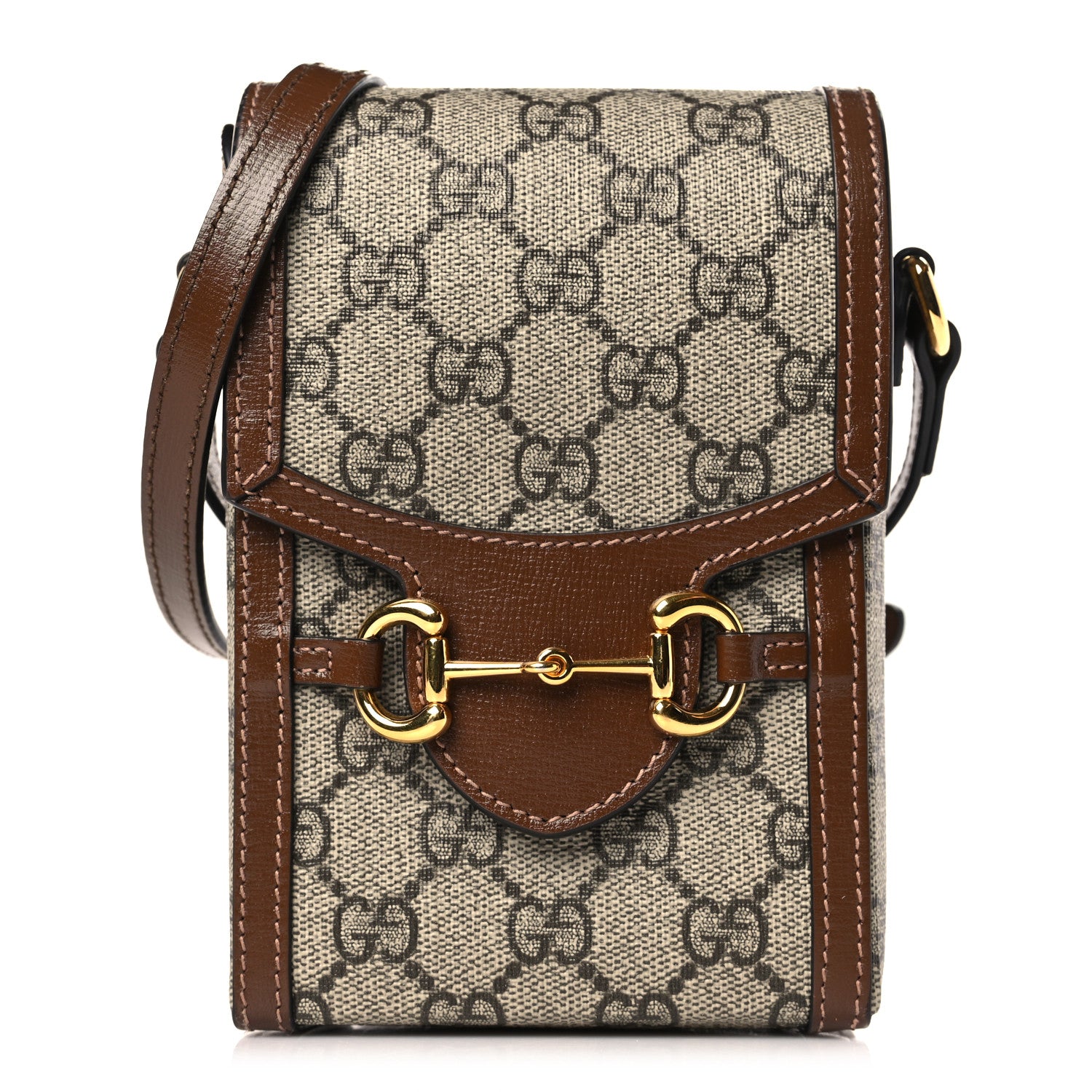 Gucci GG Supreme Monogram Mini Horsebit 1955 Crossbody Bag Beige Brown Sugar 1 of 9