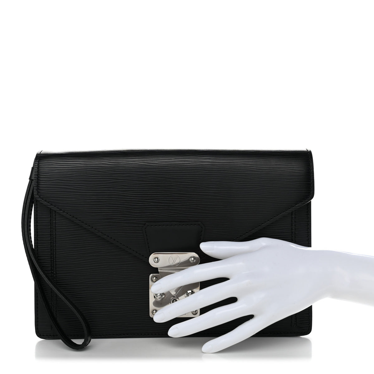 Epi Pochette Sellier Dragonne Clutch Black