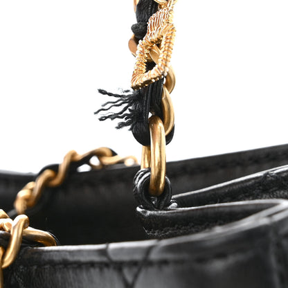 Chanel Calfskin Stitched Small Egyptian Amulet Drawstring Bag Black 11 of 12