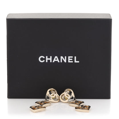 Chanel Metal CC Triple Heart Coco In Love Drop Earrings Gold 5 of 5