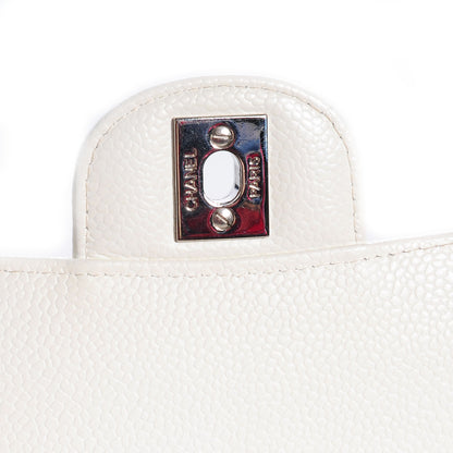 Chanel Caviar Quilted Medium Double Flap White 6 of 9