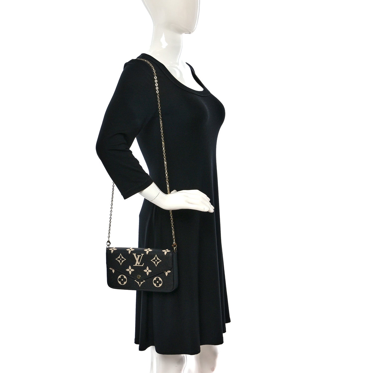 Louis Vuitton Empreinte Monogram Giant Felicie Pochette Black Beige 2 of 9