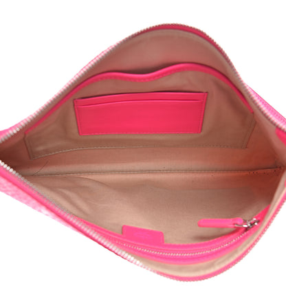 MCM Visetos Wristlet Zip Pouch Neon Pink 5 of 7