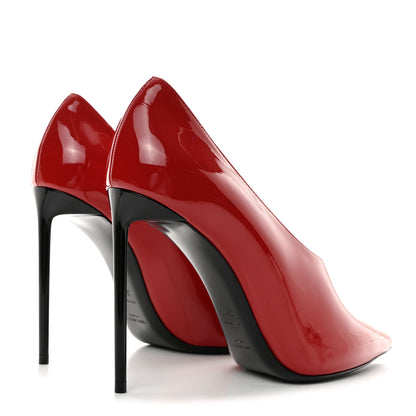 Saint Laurent Patent Calfskin Teddy High Vamp 105 Pumps 37.5 Red 4 of 9