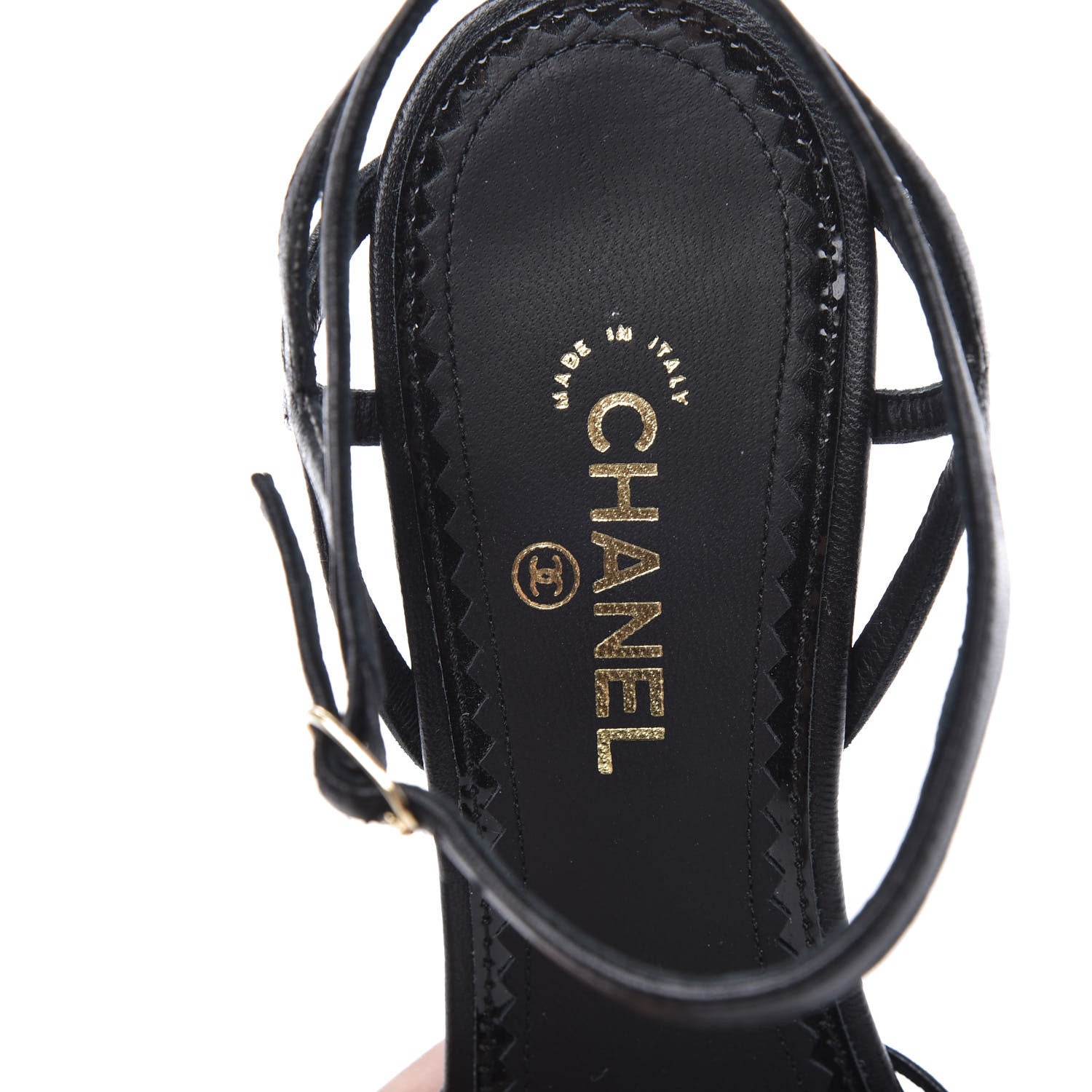 Chanel Lambskin Slingback Camellia Wedge Sandals 36.5 Black 8 of 11