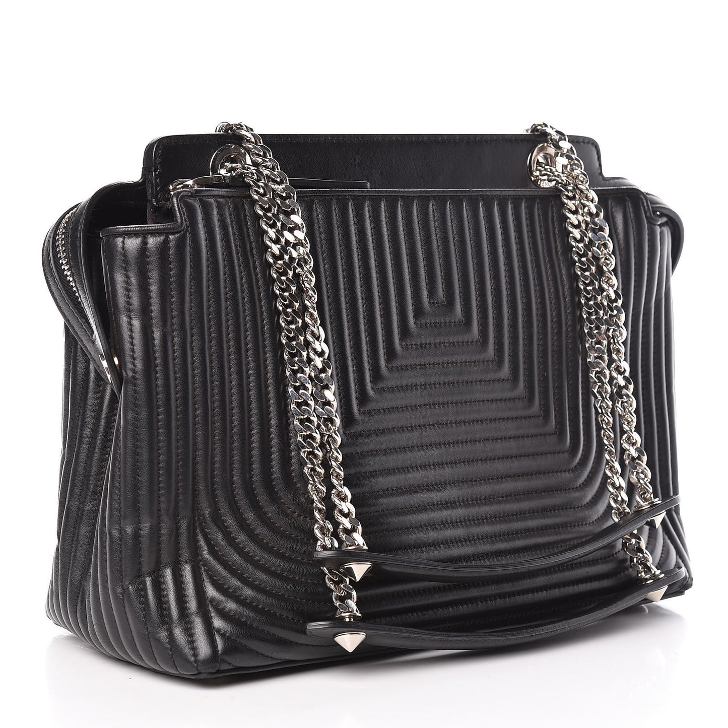 Shiny Nappa Trapuntata DotCom Chain Satchel Black