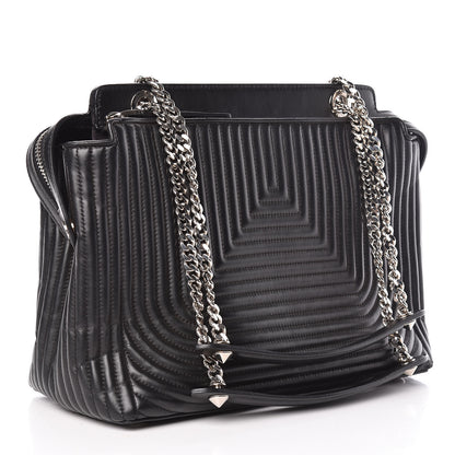 Fendi Shiny Nappa Trapuntata DotCom Chain Satchel Black 3 of 9