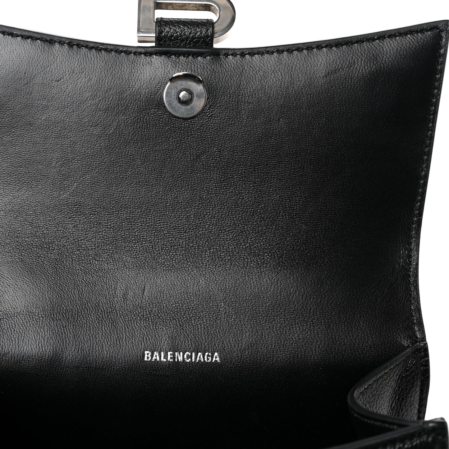 Grained Calfskin Hourglass Top Handle Bag XS Black