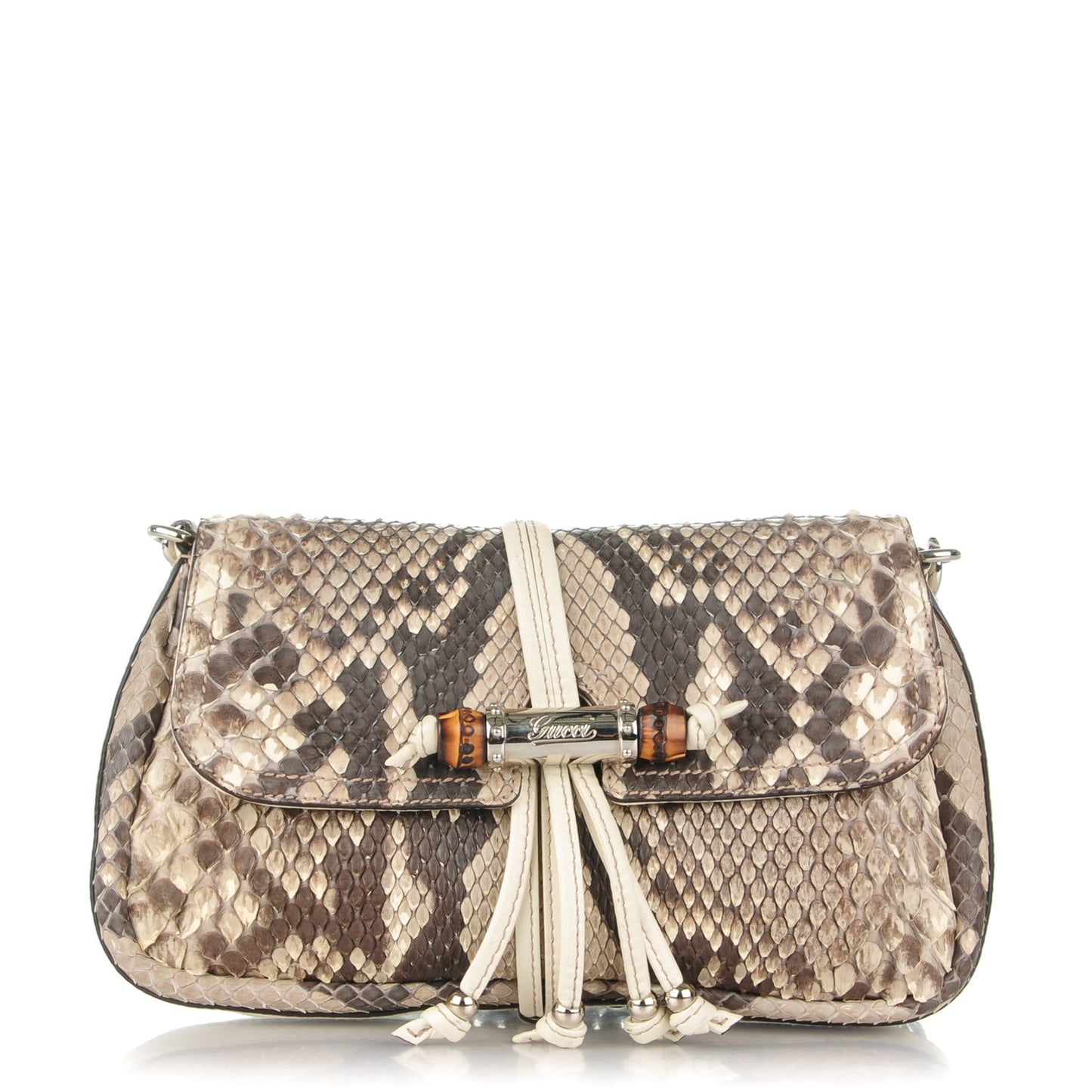 Python Bamboo Croisette Evening Bag Off White