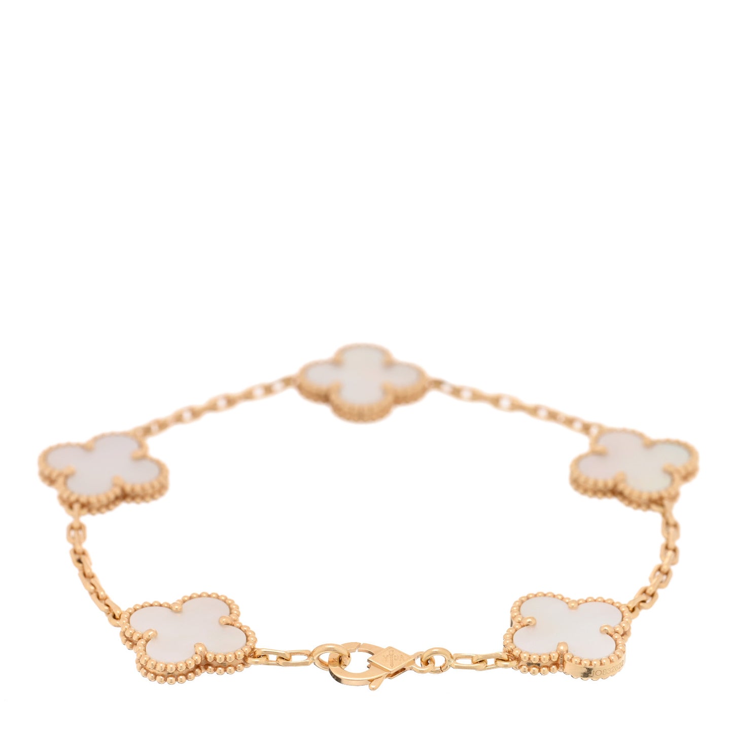 18K Yellow Gold Mother of Pearl 5 Motifs Vintage Alhambra Bracelet