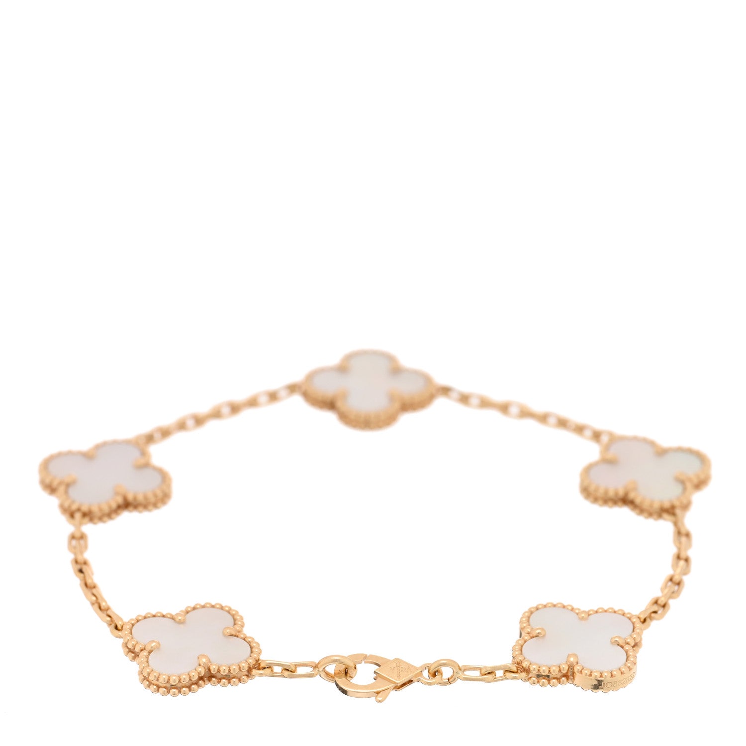 Van Cleef & Arpels 18K Yellow Gold Mother of Pearl 5 Motifs Vintage Alhambra Bracelet 2 of 4