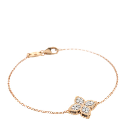 Roberto Coin 18K Yellow Gold Diamond Princess Flower Charm Bracelet 1 of 3