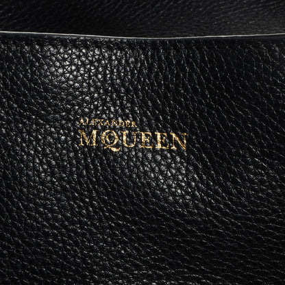 Alexander McQueen Pebbled Calfskin Small Skull Padlock Zip Around Tote Black 9 of 9