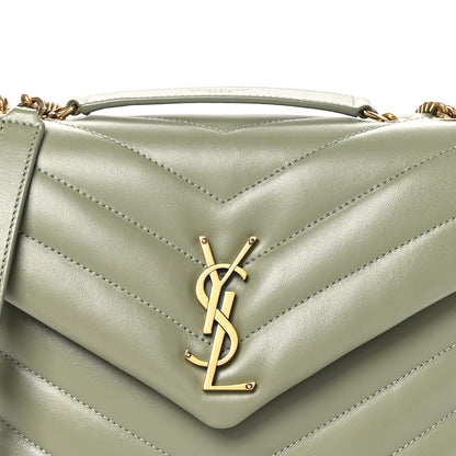 Saint Laurent Calfskin Y Quilted Monogram Small Loulou Chain Satchel Light Sage 8 of 10