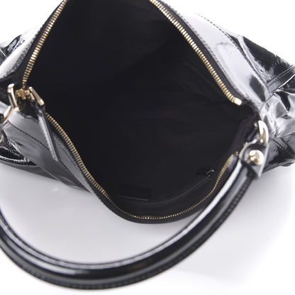 Gucci Patent Large D Gold Ring Hobo Black 5 of 13