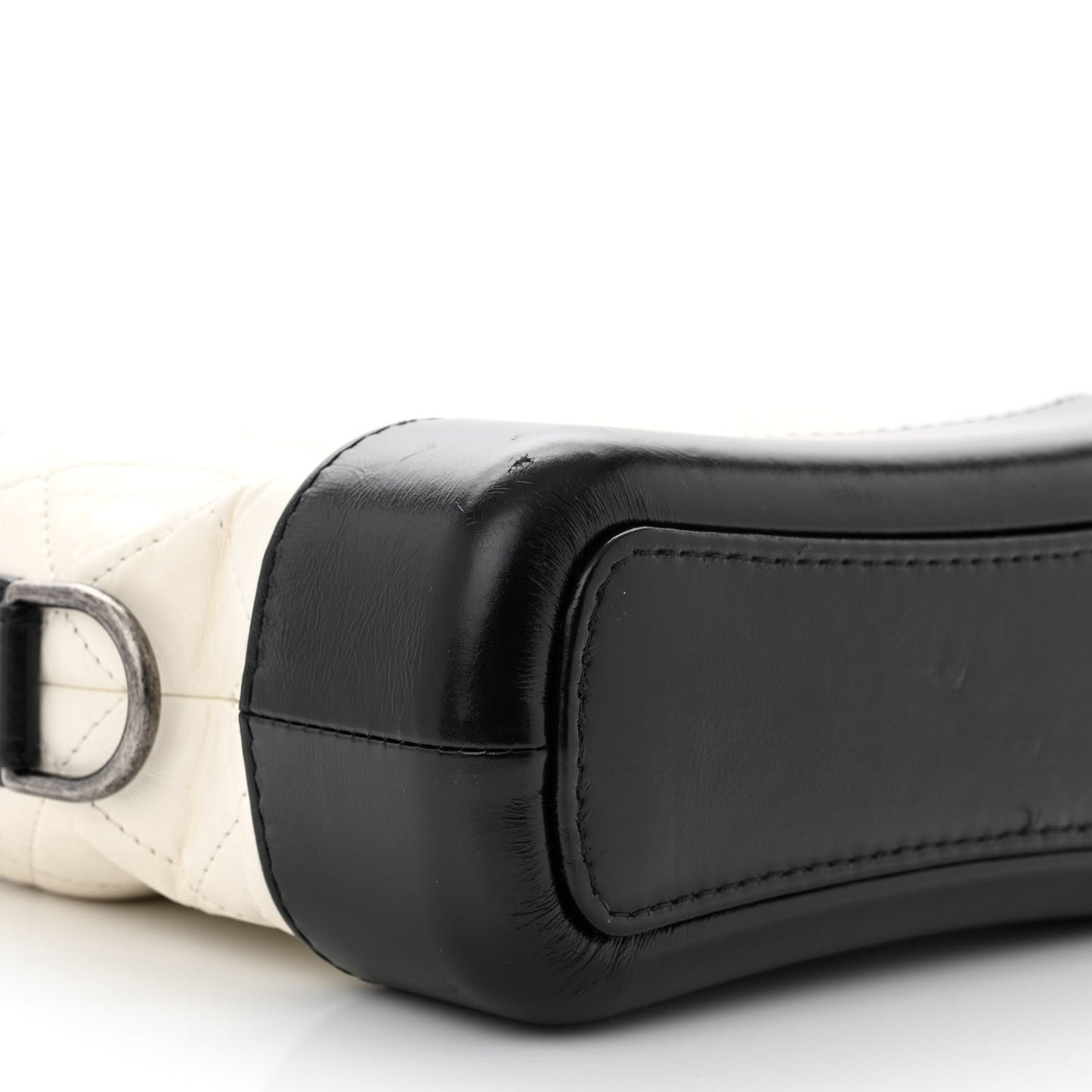 Aged Calfskin Quilted Small Gabrielle Hobo Black White