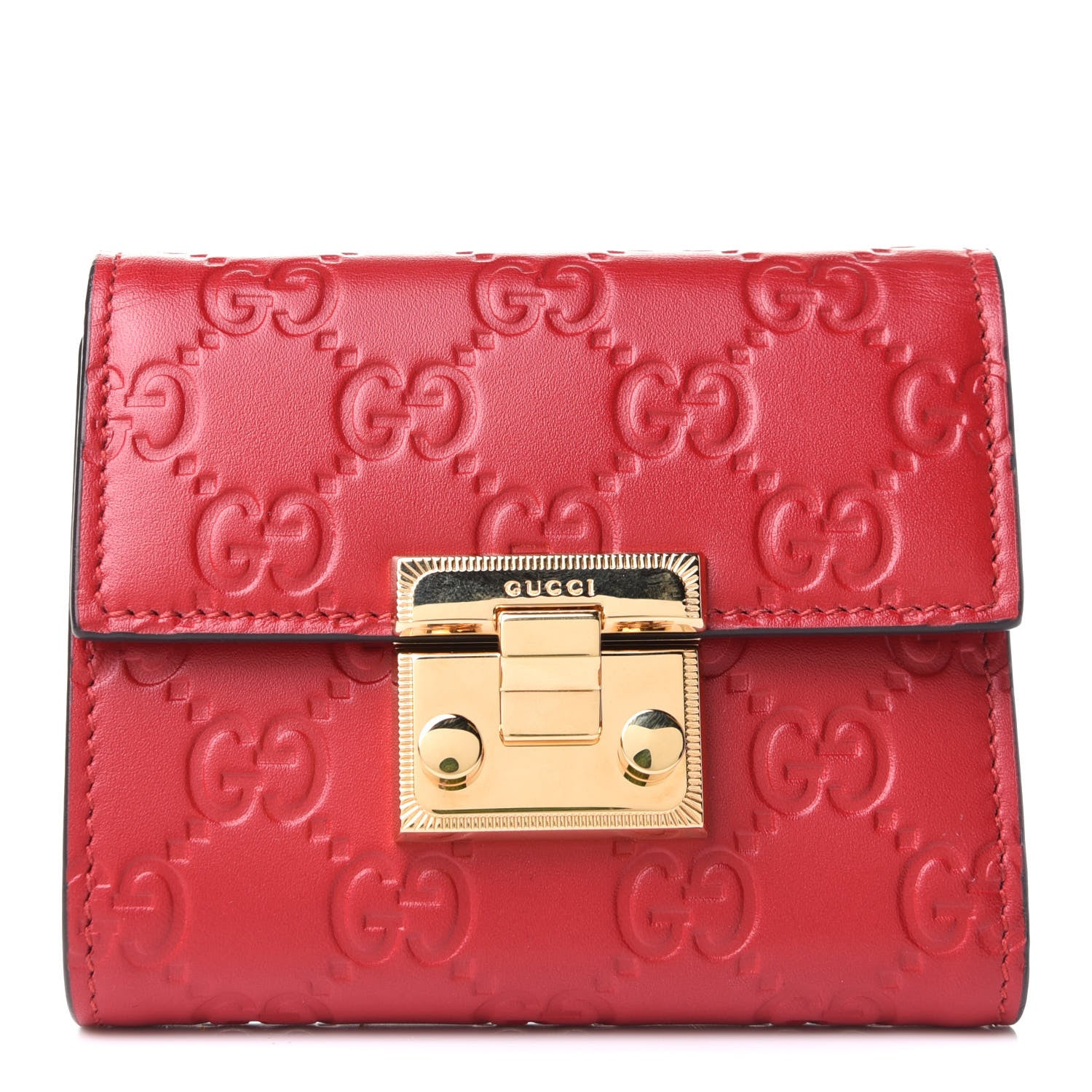 Gucci Guccissima Padlock Wallet Hibiscus Red 1 of 8