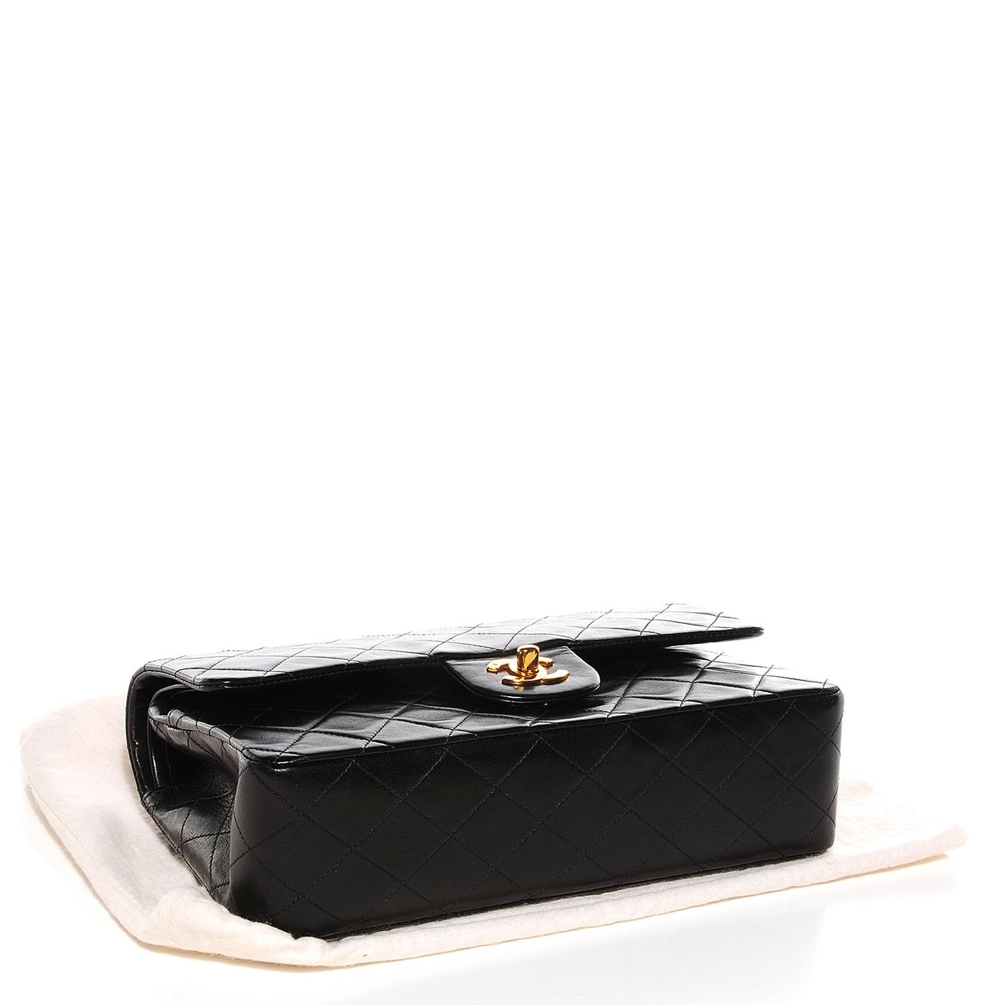 Lambskin Medium Double Flap Black